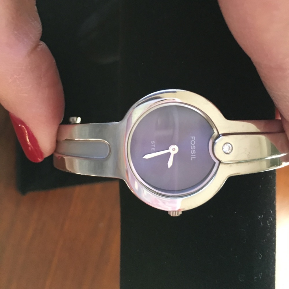 Fossil stainless steel bangle watch